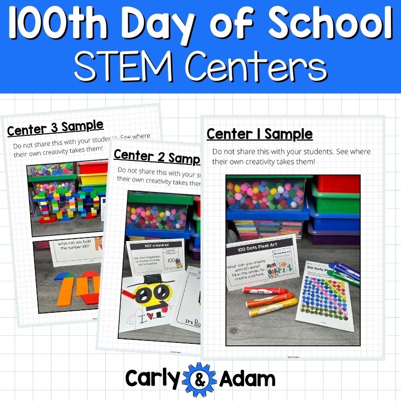100th Day of School Activities and STEM Centers