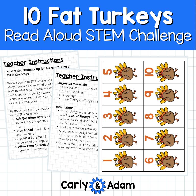 10 Fat Turkeys Thanksgiving READ ALOUD STEM™ Activity