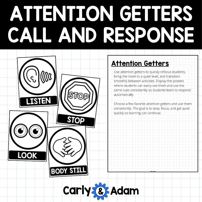 Attention Getters Posters, Call and Response, STEM Classroom Call backs Decor — preview 2