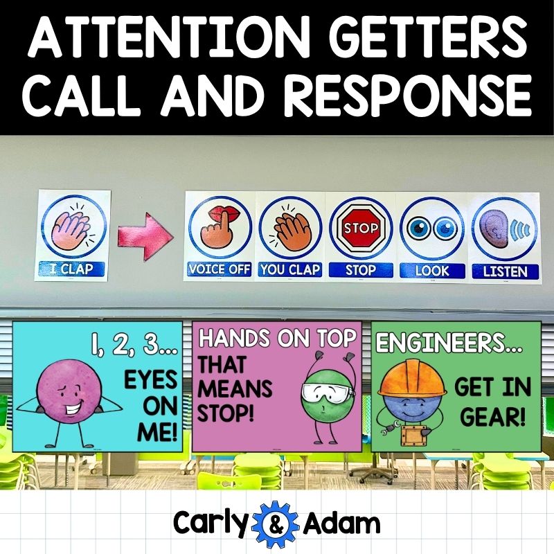 Attention Getters Posters, Call and Response, STEM Classroom Call backs Decor — preview 1