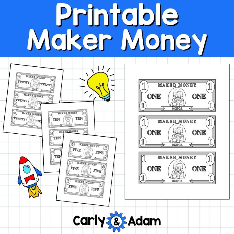 Printable Maker Money STEM Dollar Bills, Fake Money, Play Money, Budgeting — preview 3