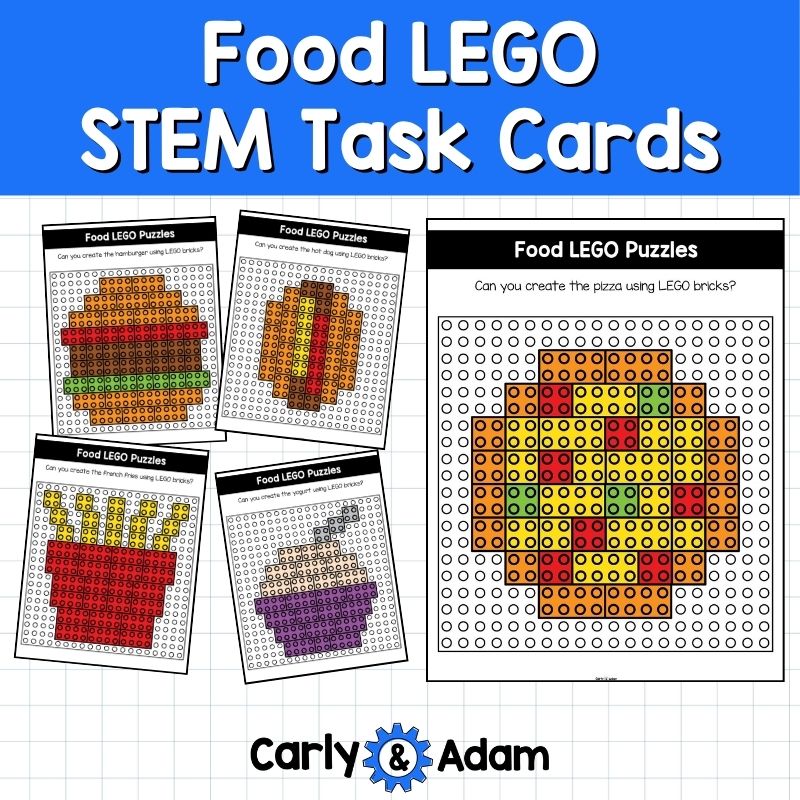 Food LEGO Task Cards STEM Challenge Cards, Bell Ringers, Makerspace Bins — preview 3