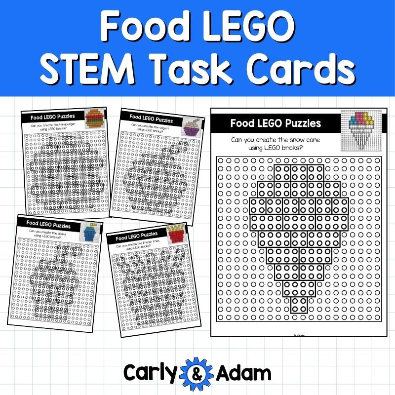 Food LEGO Task Cards STEM Challenge Cards, Bell Ringers, Makerspace Bins — preview 4