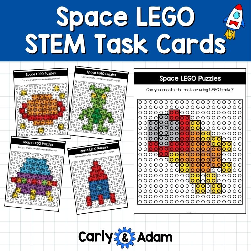 Space LEGO Task Cards STEM, Brain Breaks, Bell Ringers, Makerspace Bins — preview 3