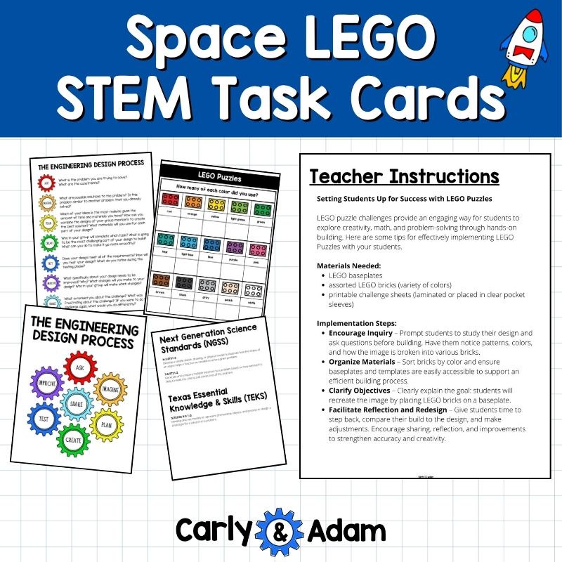 Space LEGO Task Cards STEM, Brain Breaks, Bell Ringers, Makerspace Bins — preview 6