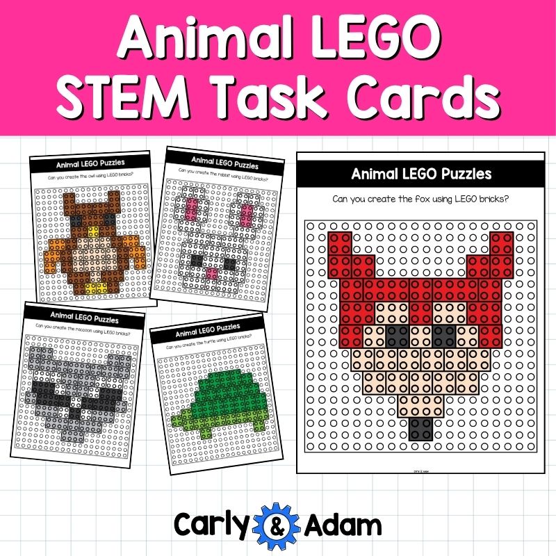 Animal LEGO Task Cards STEM, Brain Breaks, Bell Ringers, Makerspace Bins — preview 4