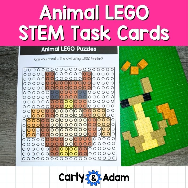 Animal LEGO Task Cards STEM, Brain Breaks, Bell Ringers, Makerspace Bins — preview 1