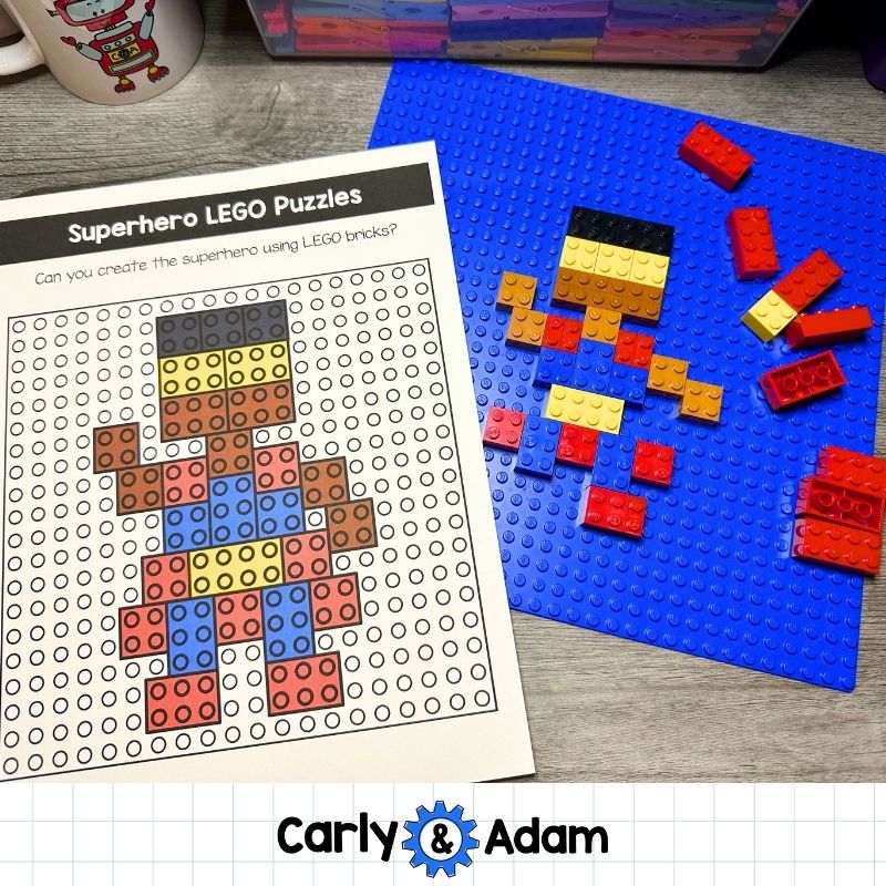 Superhero LEGO Task Cards Creative STEM Morning Work, Makerspace Bins — preview 3