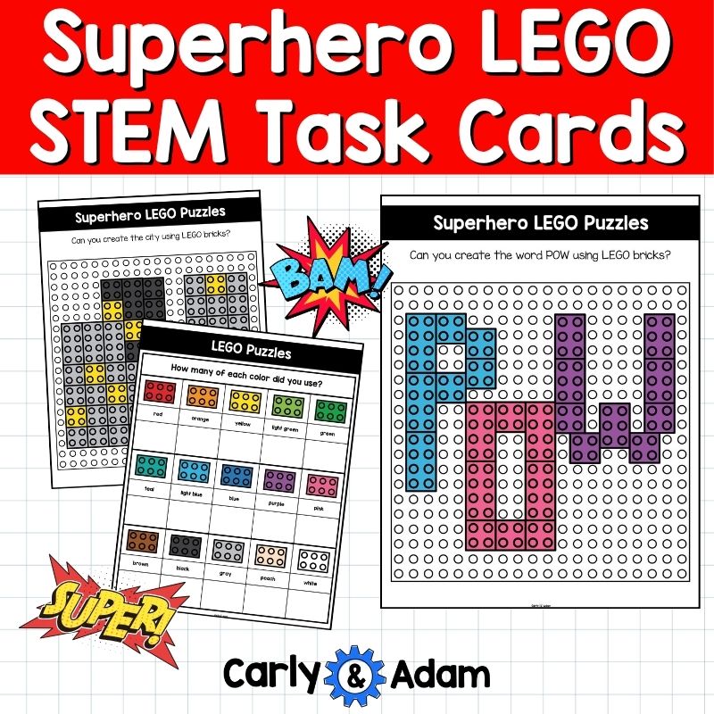 Superhero LEGO Task Cards Creative STEM Morning Work, Makerspace Bins — preview 4