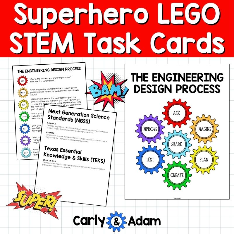 Superhero LEGO Task Cards Creative STEM Morning Work, Makerspace Bins — preview 5