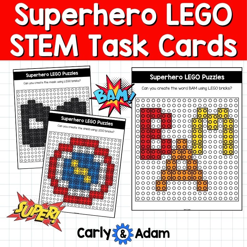 Superhero LEGO Task Cards Creative STEM Morning Work, Makerspace Bins — preview 6