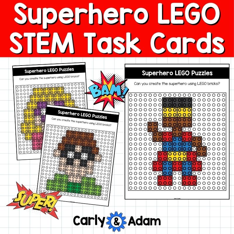 Superhero LEGO Task Cards Creative STEM Morning Work, Makerspace Bins — preview 7