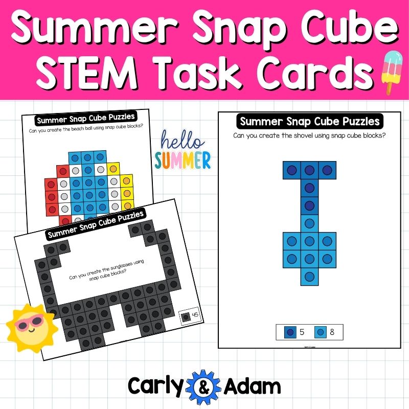 Summer Snap Cube Task Cards, STEM, Snap Cubes Mats, Makerspace Bins — preview 5