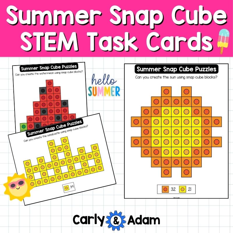 Summer Snap Cube Task Cards, STEM, Snap Cubes Mats, Makerspace Bins — preview 6