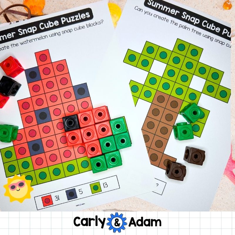 Summer Snap Cube Task Cards, STEM, Snap Cubes Mats, Makerspace Bins — preview 7