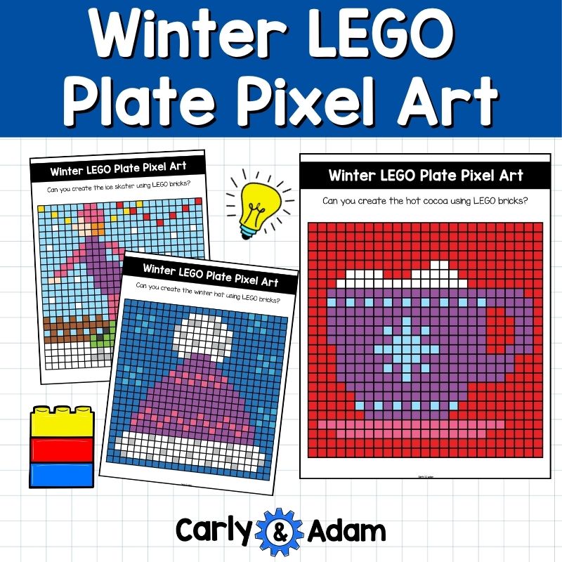 Winter Lego Task Cards Plate Pixel Art, STEM, Holiday, Makerspace Bins — preview 2