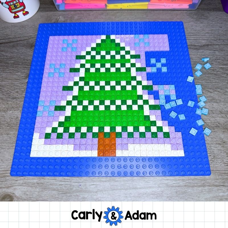 Winter Lego Task Cards Plate Pixel Art, STEM, Holiday, Makerspace Bins — preview 3