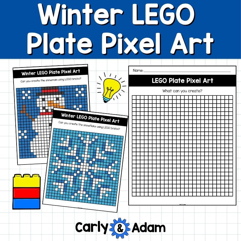 Winter Lego Task Cards Plate Pixel Art, STEM, Holiday, Makerspace Bins — preview 5
