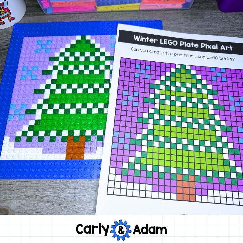 Winter Lego Task Cards Plate Pixel Art, STEM, Holiday, Makerspace Bins — preview 6