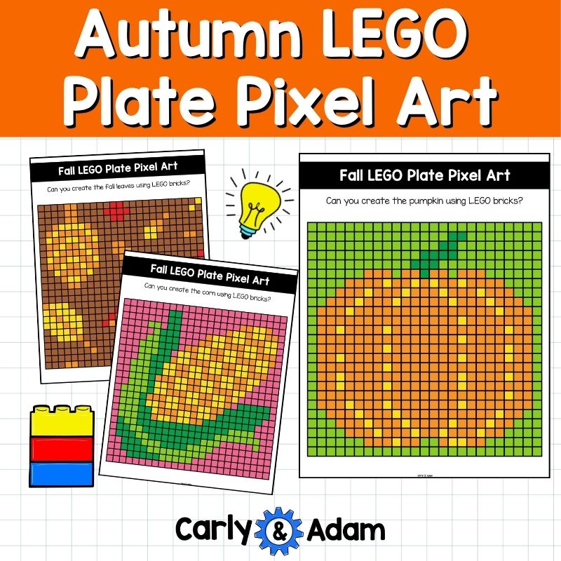 Autumn Lego Task Cards Plate Pixel Art STEM Class, Makerspace Bins — preview 3