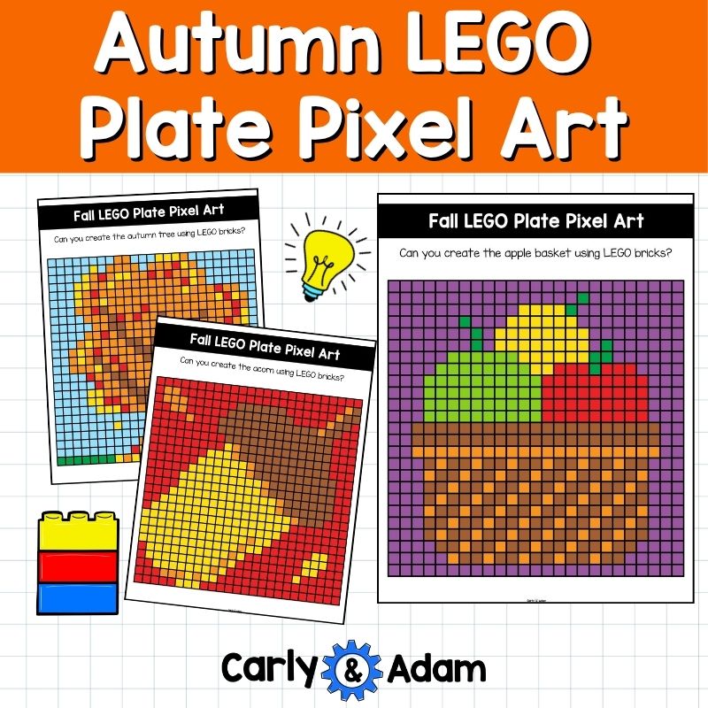 Autumn Lego Task Cards Plate Pixel Art STEM Class, Makerspace Bins — preview 4