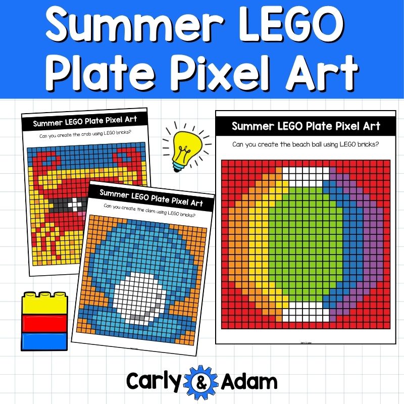 Summer Lego Task Cards, Plate Pixel Art, STEM, Makerspace Bins — preview 4