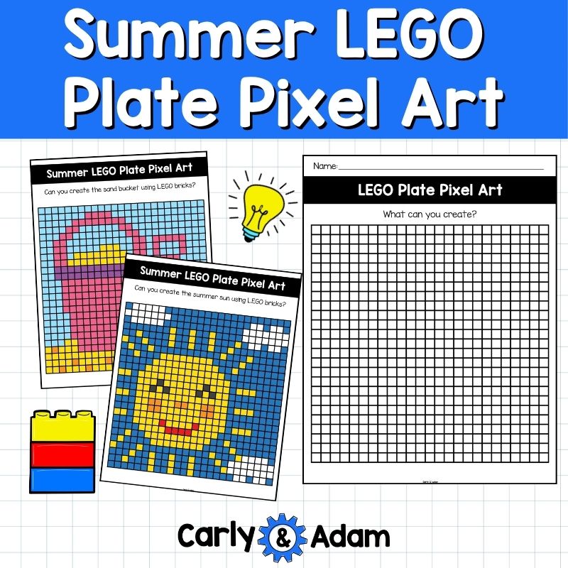 Summer Lego Task Cards, Plate Pixel Art, STEM, Makerspace Bins — preview 5