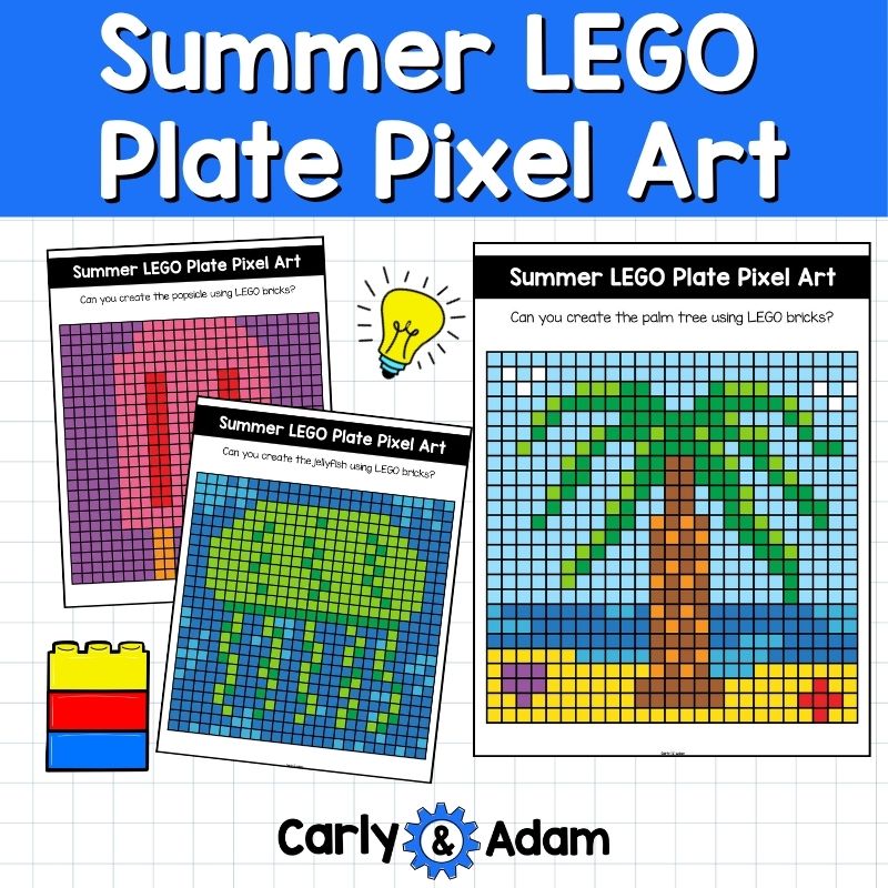Summer Lego Task Cards, Plate Pixel Art, STEM, Makerspace Bins — preview 6