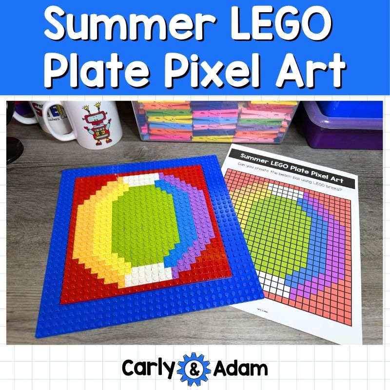 Summer Lego Task Cards, Plate Pixel Art, STEM, Makerspace Bins — preview 1