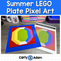 Summer Lego Task Cards, Plate Pixel Art, STEM, Makerspace Bins — preview 1
