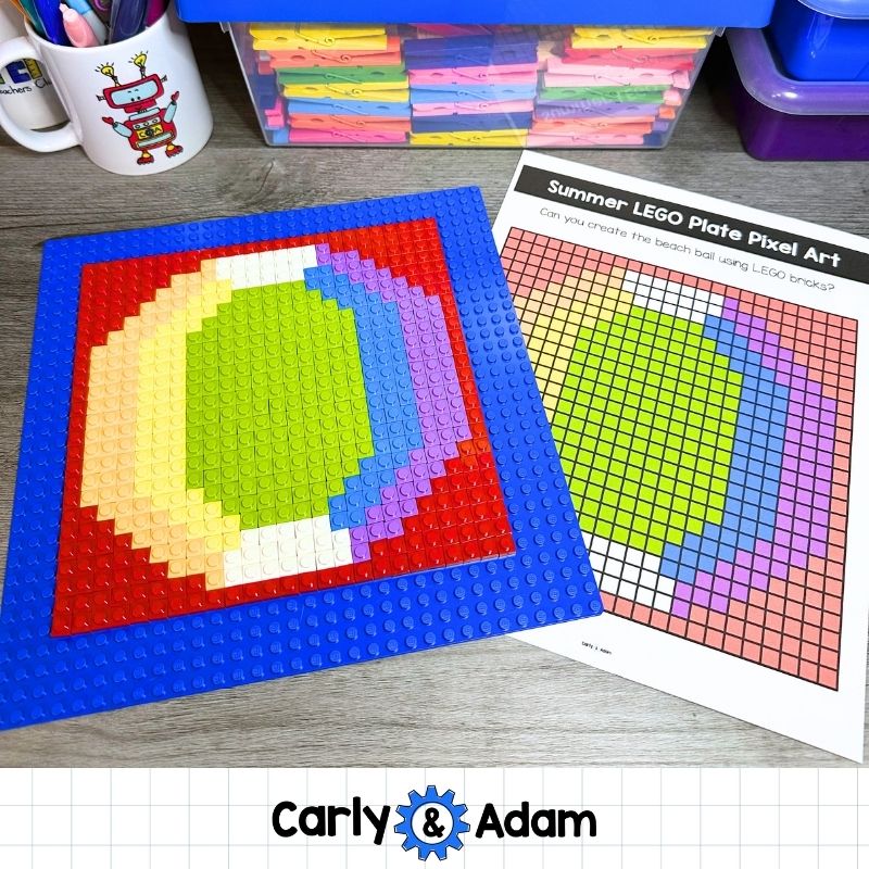 Summer Lego Task Cards, Plate Pixel Art, STEM, Makerspace Bins — preview 7