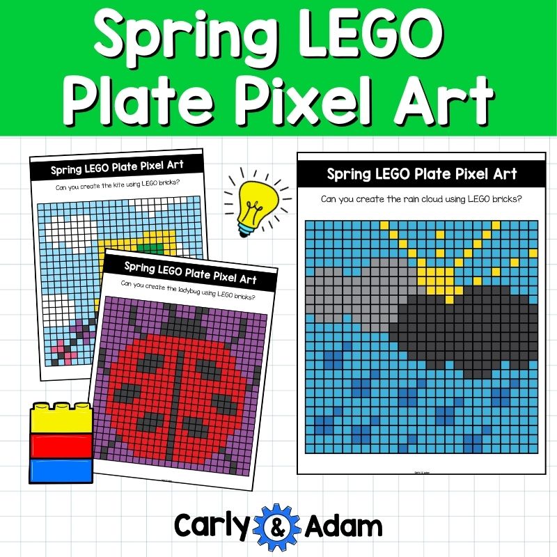 Spring Lego Task Cards Pixel Art STEM Morning Work,  Makerspace Bins — preview 2