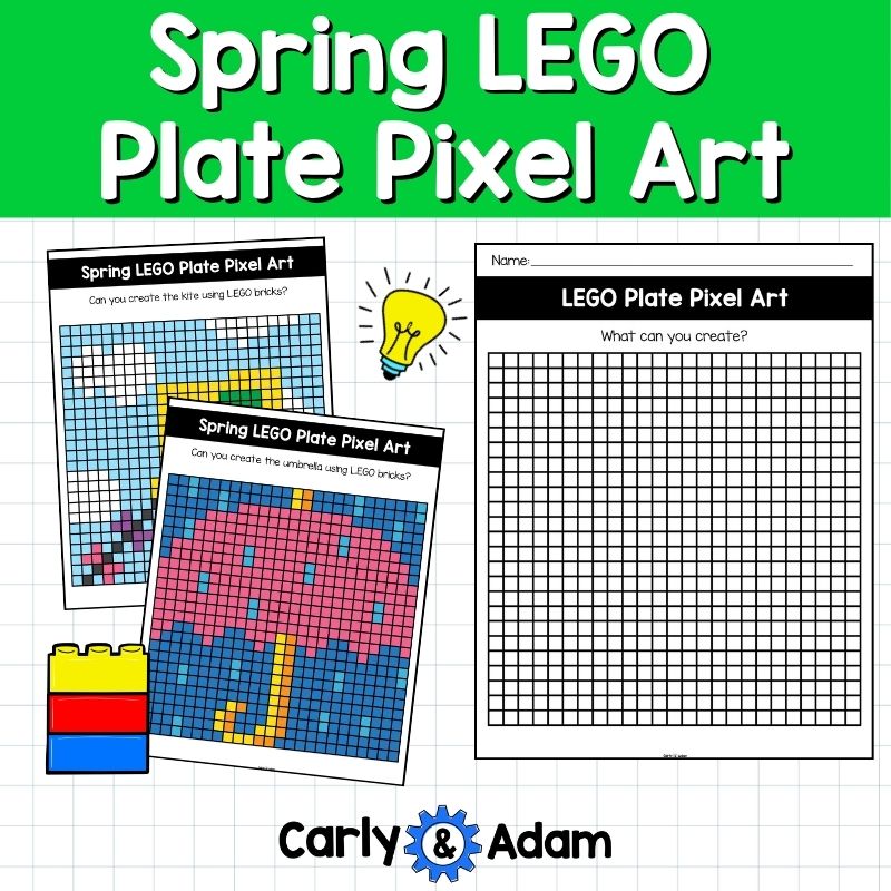 Spring Lego Task Cards Pixel Art STEM Morning Work,  Makerspace Bins — preview 3