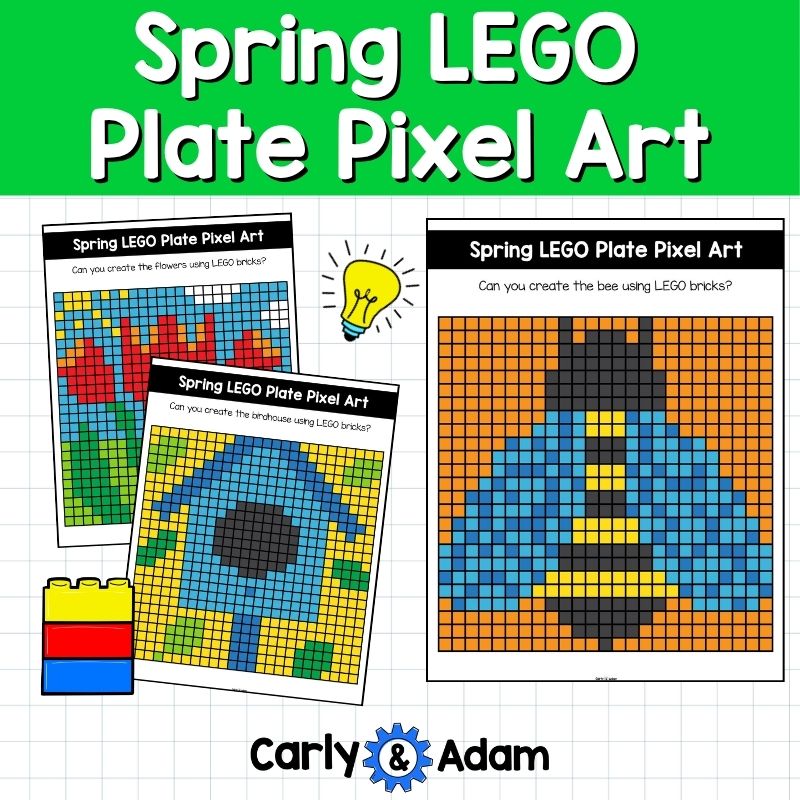 Spring Lego Task Cards Pixel Art STEM Morning Work,  Makerspace Bins — preview 4