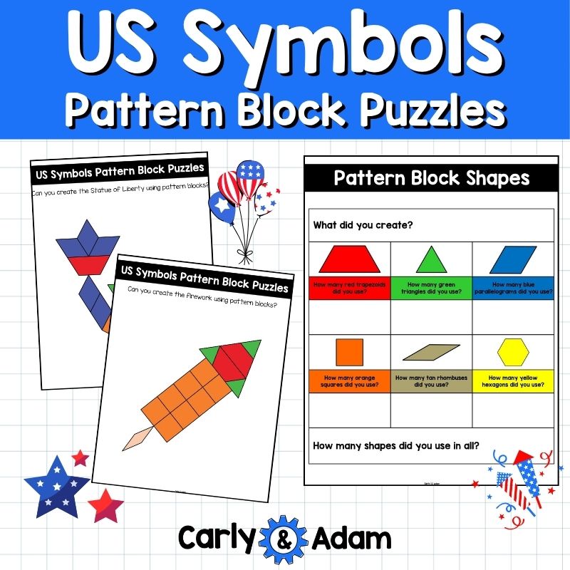 United States Symbols Pattern Block Puzzles USA 4th of July — preview 3