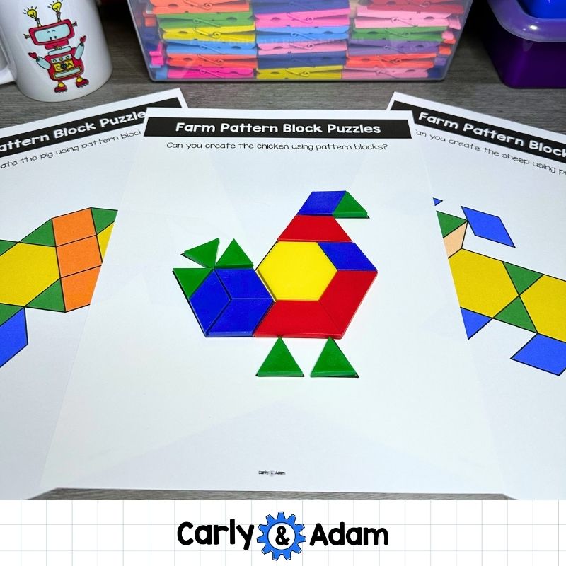 Farm Animal Pattern Block STEM Task Cards Preschool and Kindergarten Activity — preview 4