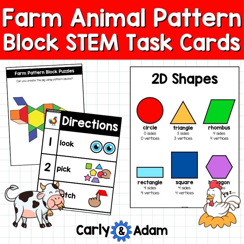 Farm Animal Pattern Block STEM Task Cards Preschool and Kindergarten Activity — preview 5