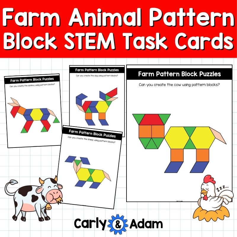 Farm Animal Pattern Block STEM Task Cards Preschool and Kindergarten Activity — preview 6
