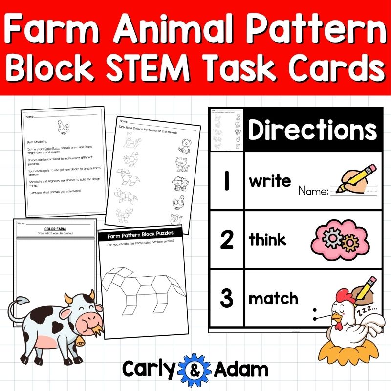 Farm Animal Pattern Block STEM Task Cards Preschool and Kindergarten Activity — preview 7