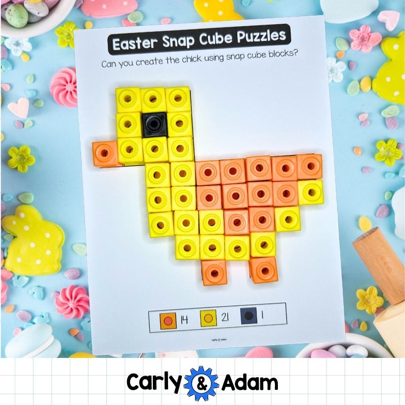 Easter Snap Cube Task Cards, Mats, Snap Cubes, Spring STEM, Makerspace Bins — preview 2