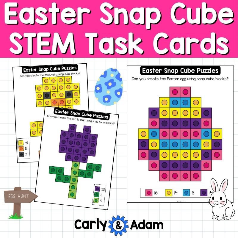 Easter Snap Cube Task Cards, Mats, Snap Cubes, Spring STEM, Makerspace Bins — preview 3