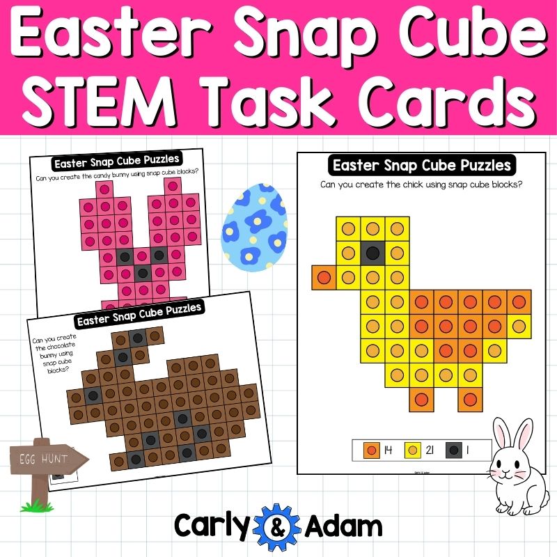 Easter Snap Cube Task Cards, Mats, Snap Cubes, Spring STEM, Makerspace Bins — preview 4