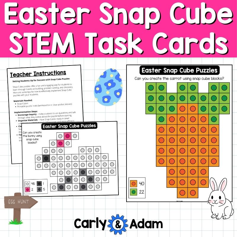 Easter Snap Cube Task Cards, Mats, Snap Cubes, Spring STEM, Makerspace Bins — preview 5