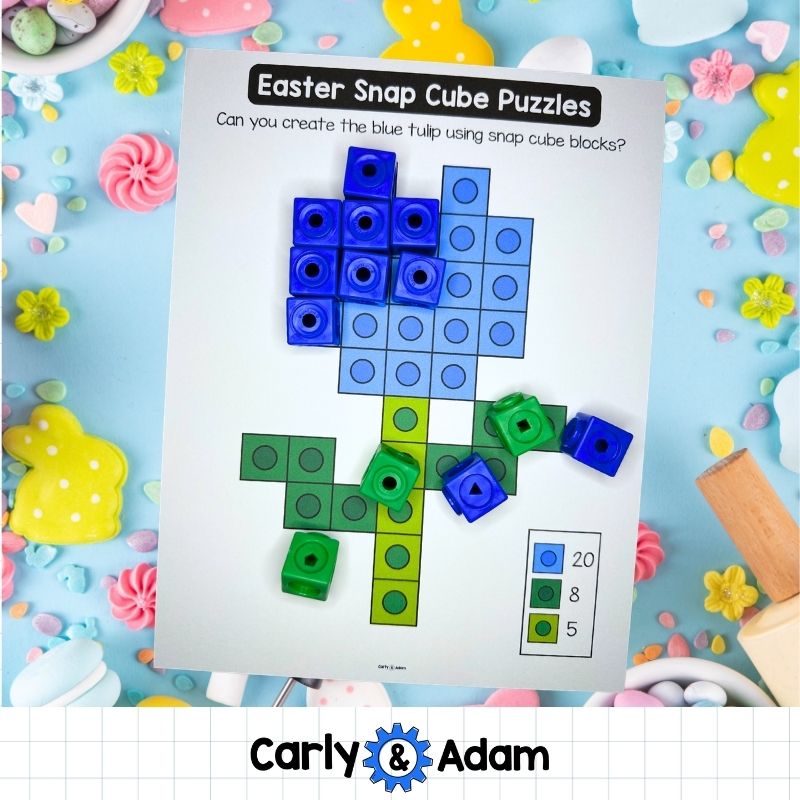 Easter Snap Cube Task Cards, Mats, Snap Cubes, Spring STEM, Makerspace Bins — preview 6