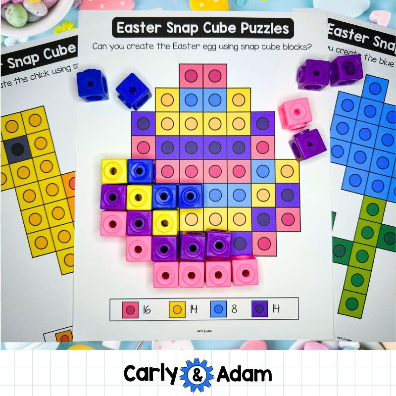 Easter Snap Cube Task Cards, Mats, Snap Cubes, Spring STEM, Makerspace Bins — preview 7