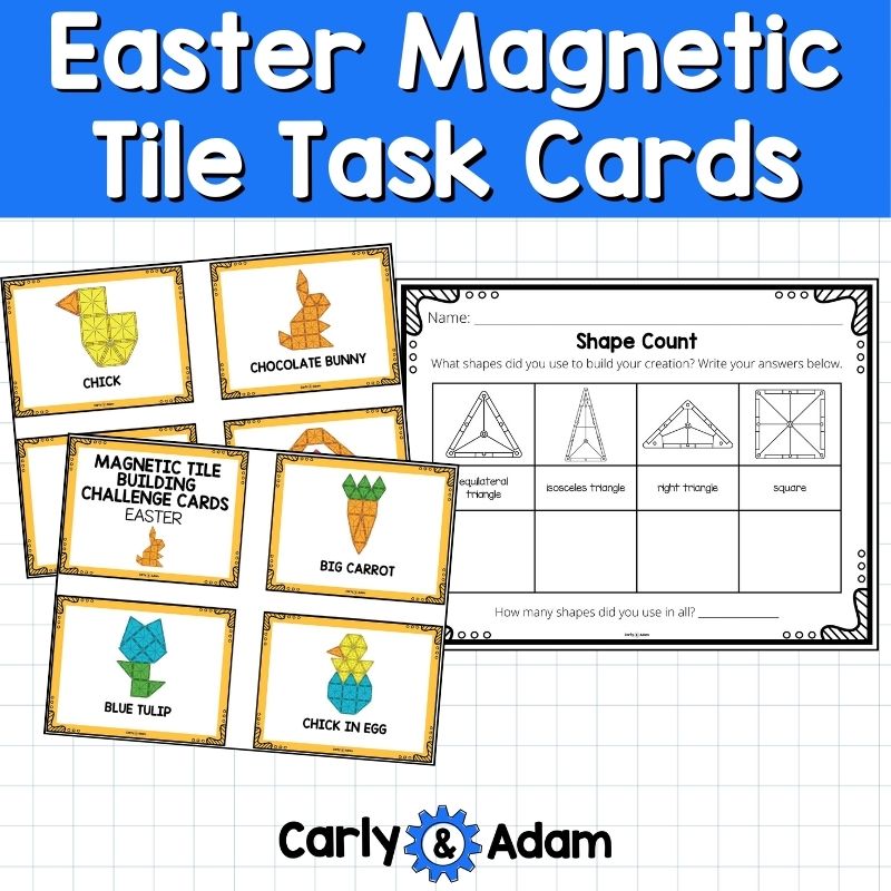 Easter Magnetic Tile Cards Printables, Magnatile, STEM, Magna tiles, Bins — preview 3