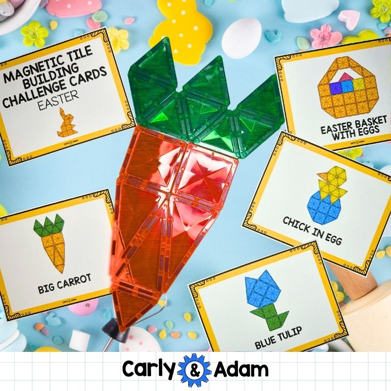 Easter Magnetic Tile Cards Printables, Magnatile, STEM, Magna tiles, Bins — preview 7