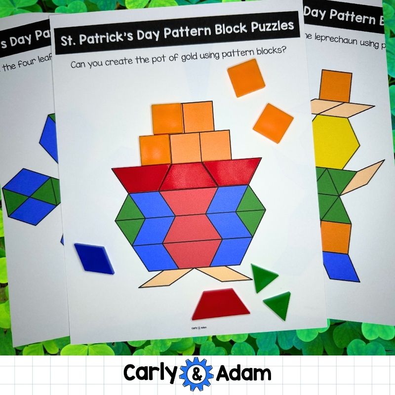 St. Patrick's Day Pattern Block STEM Task Cards Preschool and Kindergarten — preview 2