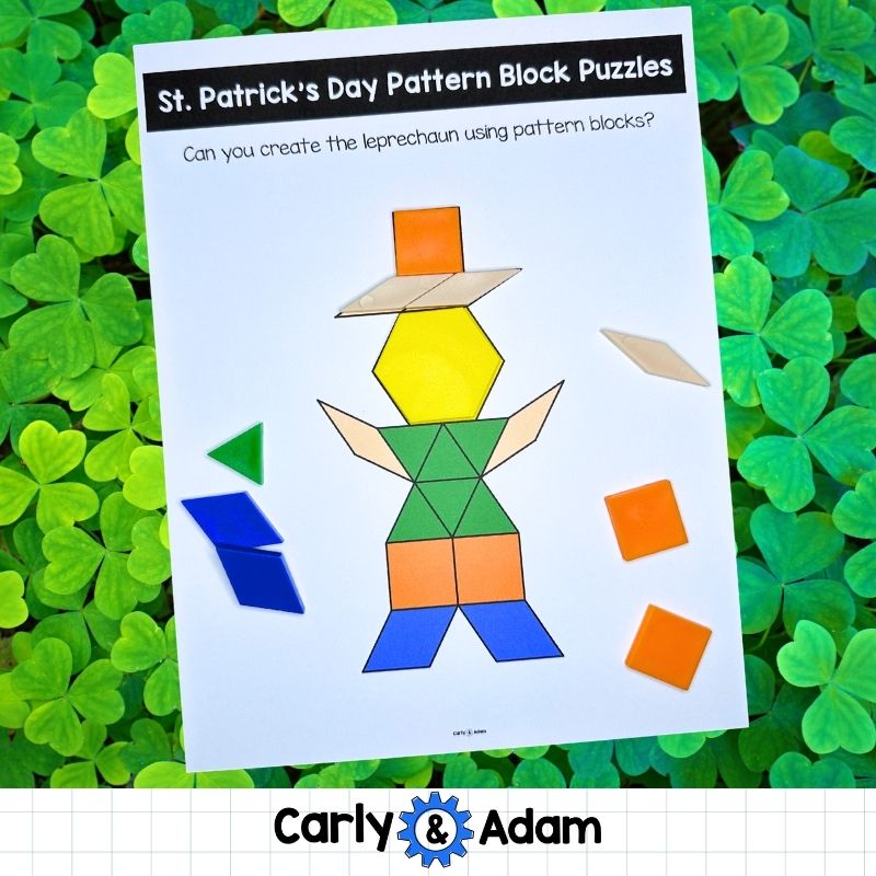 St. Patrick's Day Pattern Block STEM Task Cards Preschool and Kindergarten — preview 3