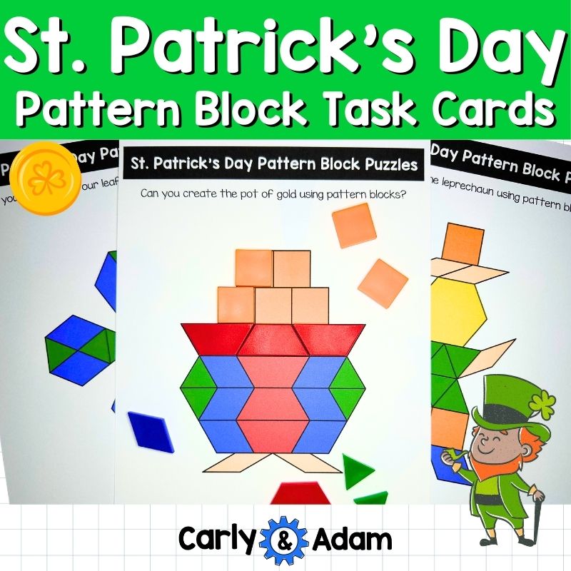 St. Patrick's Day Pattern Block STEM Task Cards Preschool and Kindergarten — preview 1